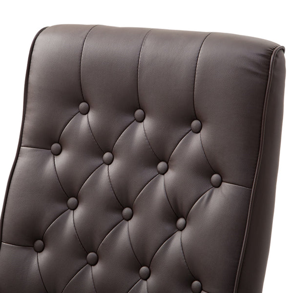 Brown Wooden Faux Leather Adjustable High Back Executive Home Office Chair - Deals Kiosk