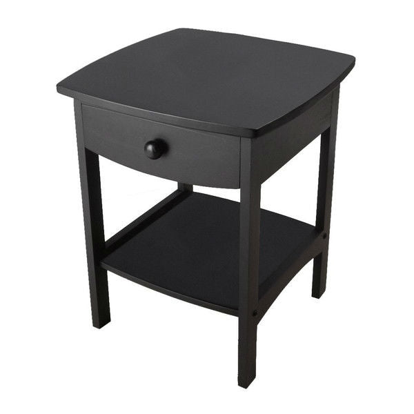 Black 1-Drawer Bedroom Nightstand Contemporary End Table - Deals Kiosk