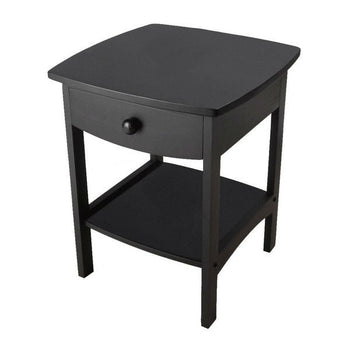 Black 1-Drawer Bedroom Nightstand Contemporary End Table - Deals Kiosk