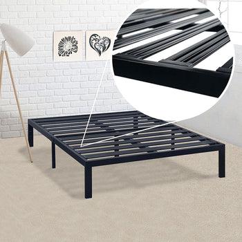 California King Metal Platform Bed Frame with Heavy Duty Slats - Deals Kiosk