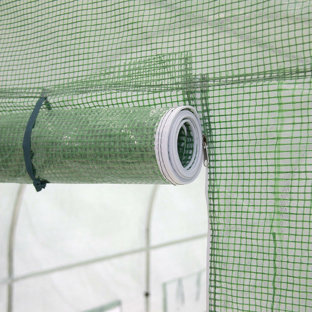 Outdoor 7 x 15 Ft Hoop House Greenhouse with Steel Frame and Green PE Cover - Deals Kiosk