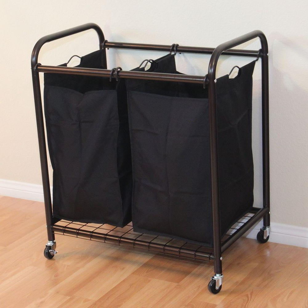 Bronze Laundry Hamper Cart with 2 Black Sorter Bags - Deals Kiosk