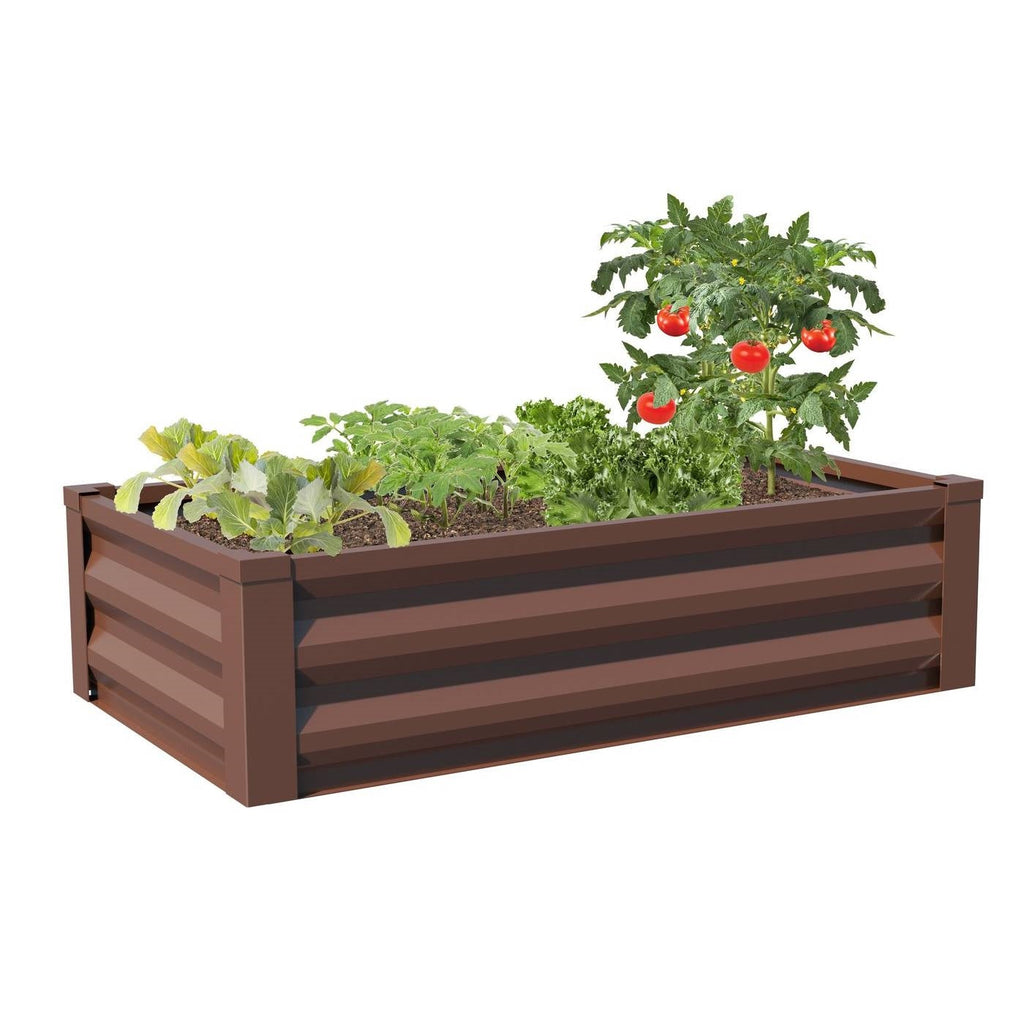 Brown Powder Coated Metal Raised Garden Bed Planter Made In USA - Deals Kiosk