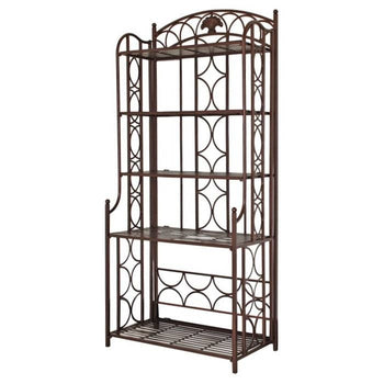 Indoor / Outdoor Wrought Iron Metal Bakers Rack 5-Shelf Plant Stand in Bronze