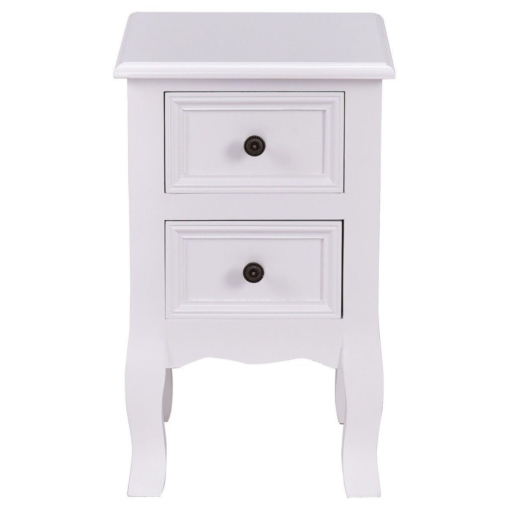 Classic Wooden White 1-Drawer Open Shelf End Table Nightstand - Deals Kiosk