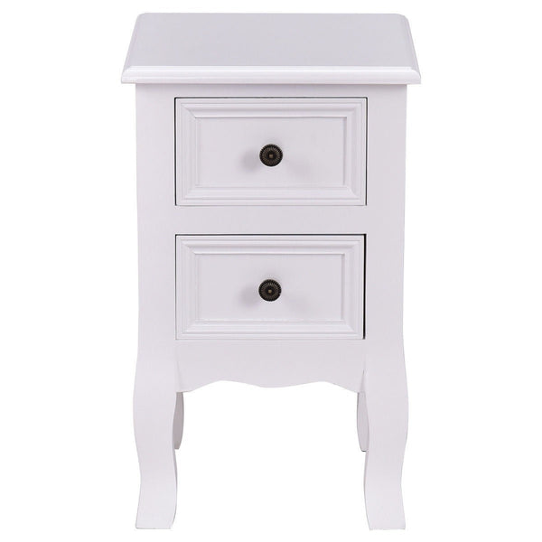 Classic Wooden White 1-Drawer Open Shelf End Table Nightstand - Deals Kiosk