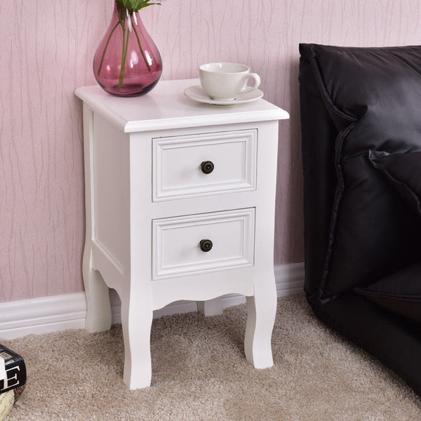 Classic Wooden White 1-Drawer Open Shelf End Table Nightstand - Deals Kiosk