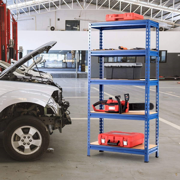 Heavy Duty 60 inch Adjustable 5-Shelf Metal Storage Rack in Navy Blue - Deals Kiosk