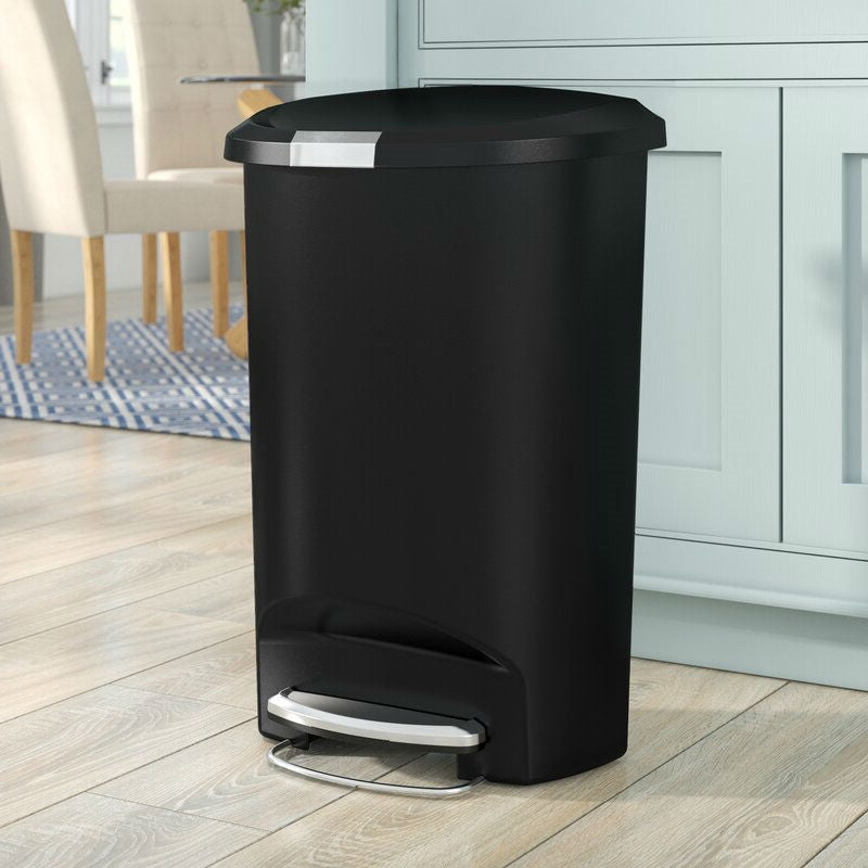 Black 13-Gallon Kitchen Trash Can with Foot Pedal Step Lid - Deals Kiosk