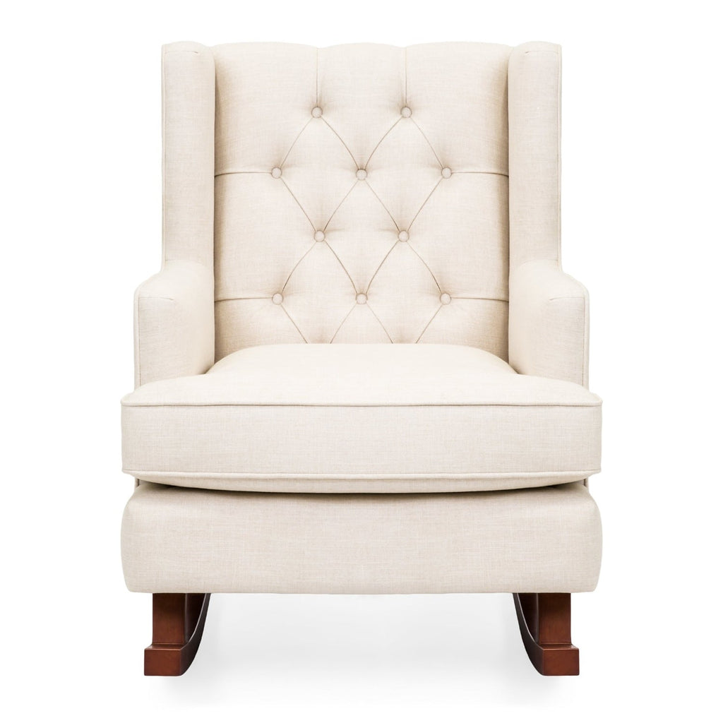 Beige Soft Tufted Upholstered Wingback Rocker Rocking Chair - Deals Kiosk