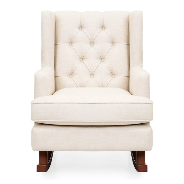 Beige Soft Tufted Upholstered Wingback Rocker Rocking Chair - Deals Kiosk
