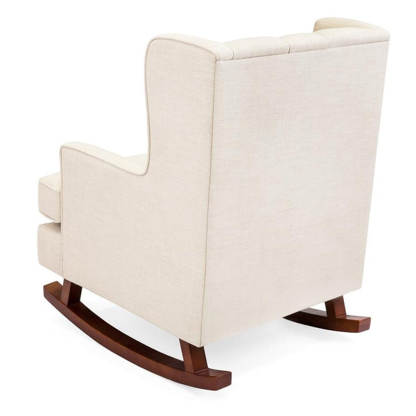 Beige Soft Tufted Upholstered Wingback Rocker Rocking Chair - Deals Kiosk