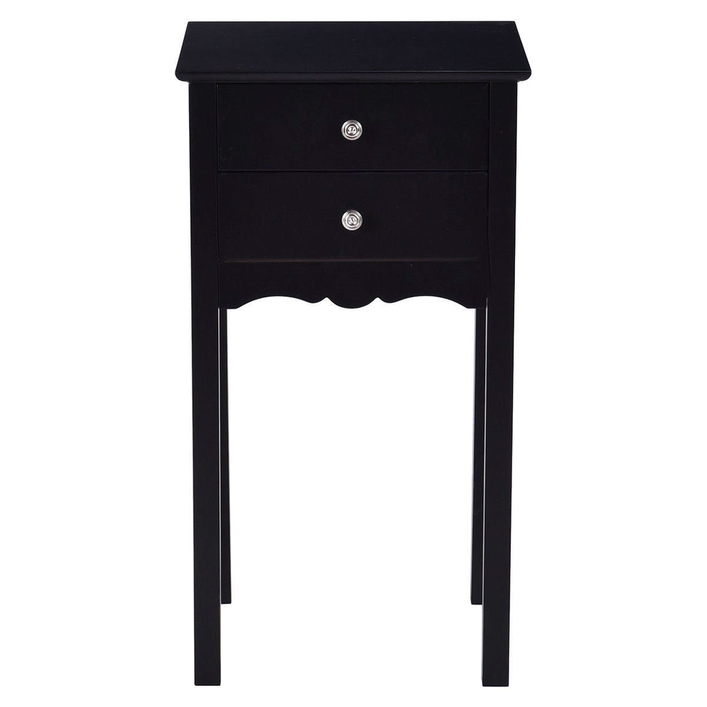 Elegant 2-Drawer End Table Nightstand Side Table in Black Wood Finish - Deals Kiosk