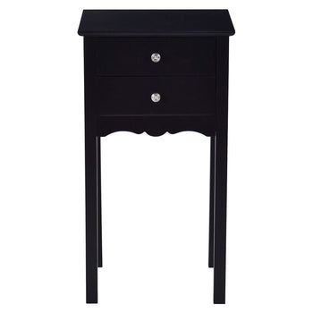 Elegant 2-Drawer End Table Nightstand Side Table in Black Wood Finish - Deals Kiosk