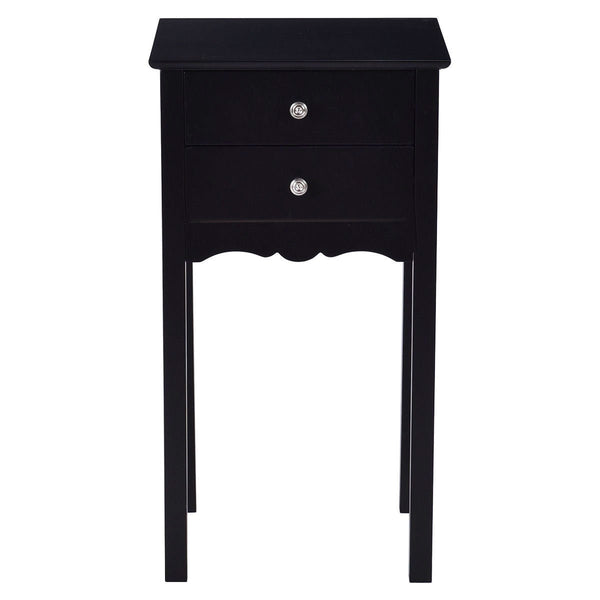Elegant 2-Drawer End Table Nightstand Side Table in Black Wood Finish - Deals Kiosk