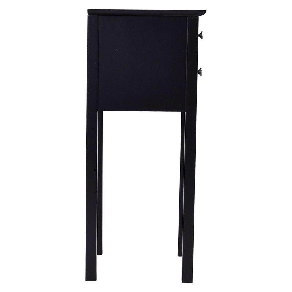Elegant 2-Drawer End Table Nightstand Side Table in Black Wood Finish - Deals Kiosk