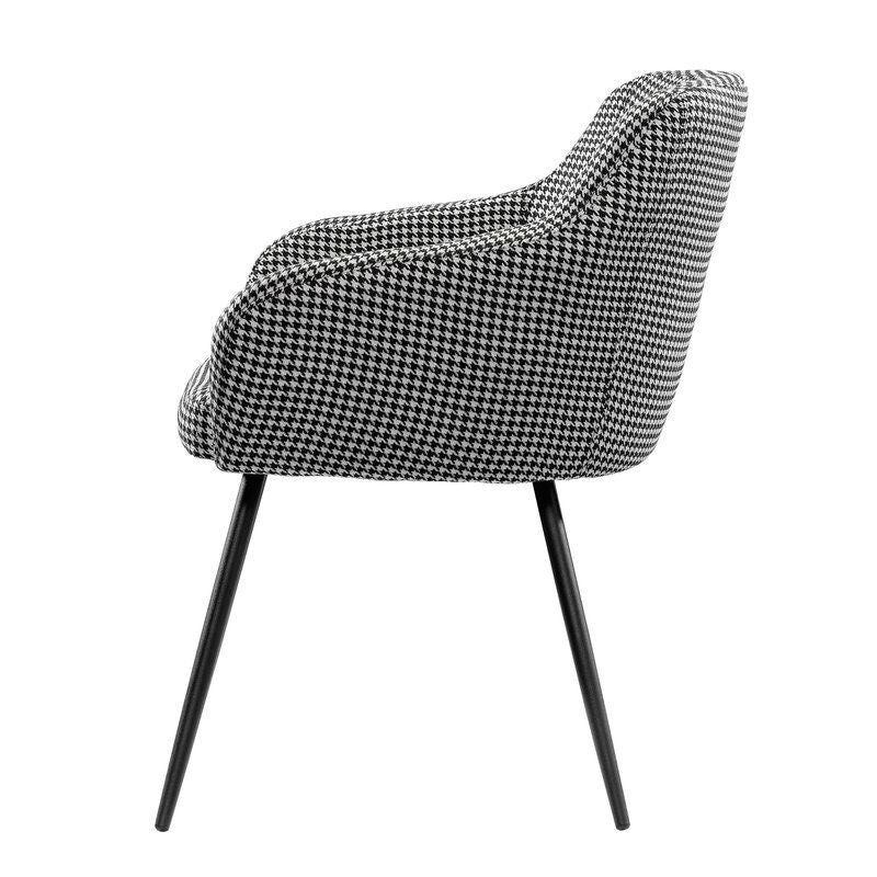 Black and White Upholstered Mid-Century Low Back Armchair Steel Legs - Deals Kiosk