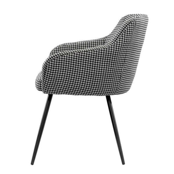 Black and White Upholstered Mid-Century Low Back Armchair Steel Legs - Deals Kiosk