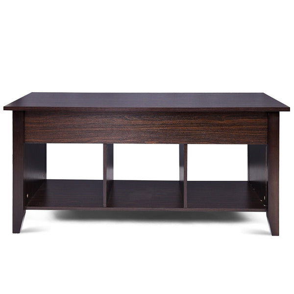 Brown Wood Lift-Top Coffee Table with Bottom Storage Shelves - Deals Kiosk