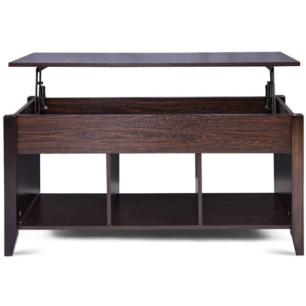 Brown Wood Lift-Top Coffee Table with Bottom Storage Shelves - Deals Kiosk