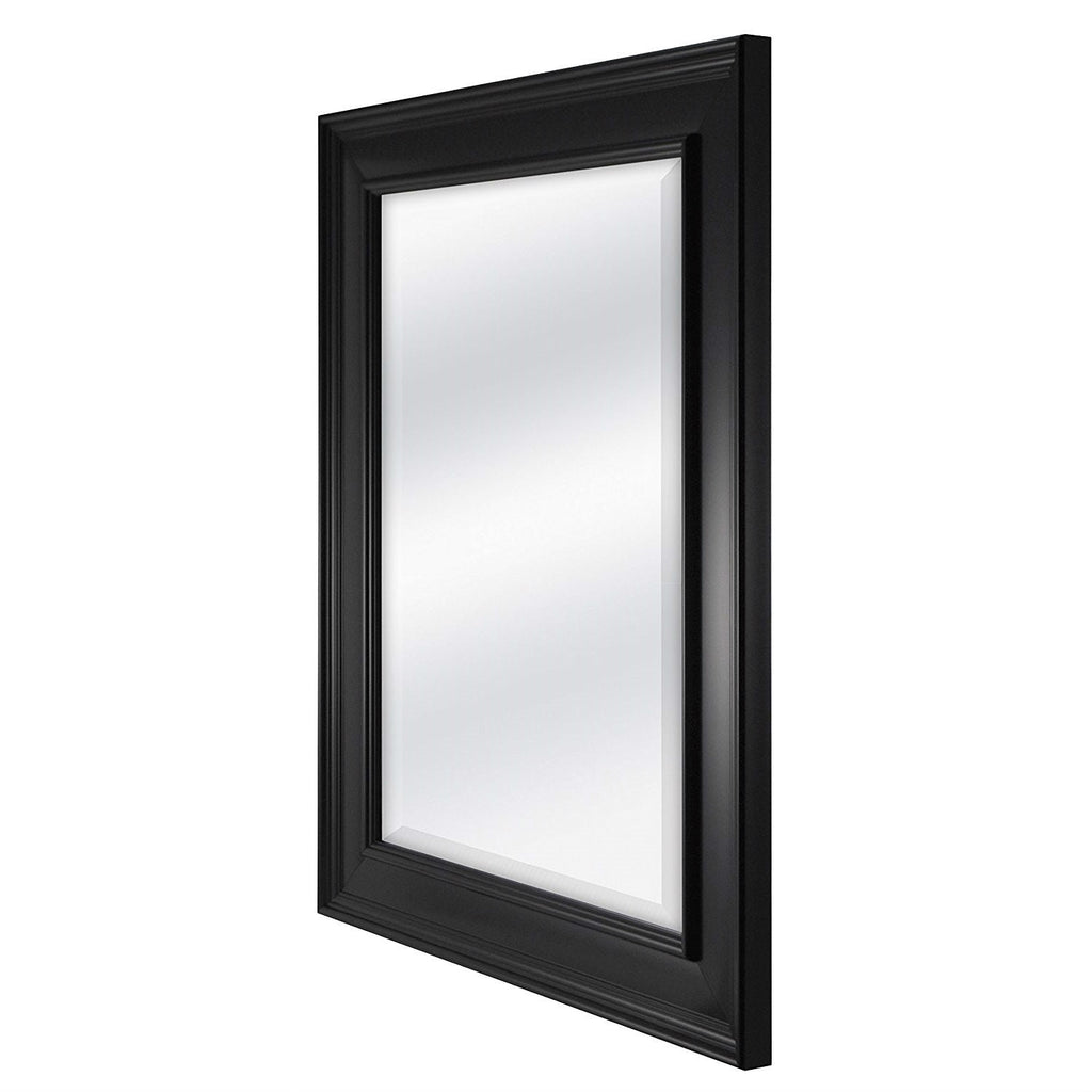 Black 27.5 x 21.5 inch Beveled Bathroom Mirror with Wall Hangers - Deals Kiosk