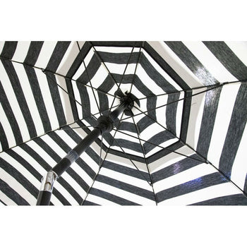 6 Foot Black White Stripe Drape Umbrella Manual Lift with Tilt - Deals Kiosk