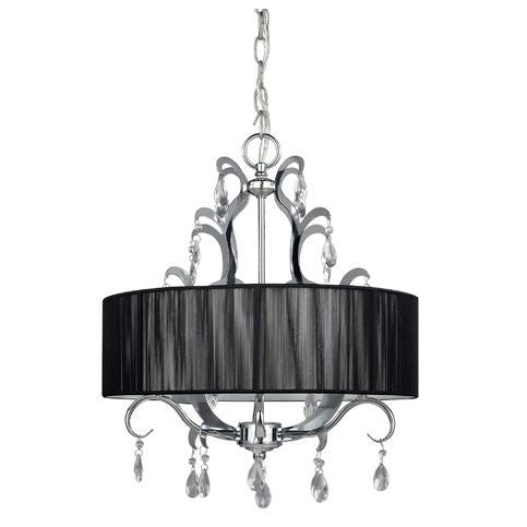 4-Light Crystal Chandelier with Black Drum Shade