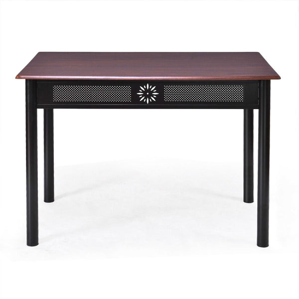 5-Piece Black Brown Dining Set Wood Metal Table Chairs with Cushions - Deals Kiosk