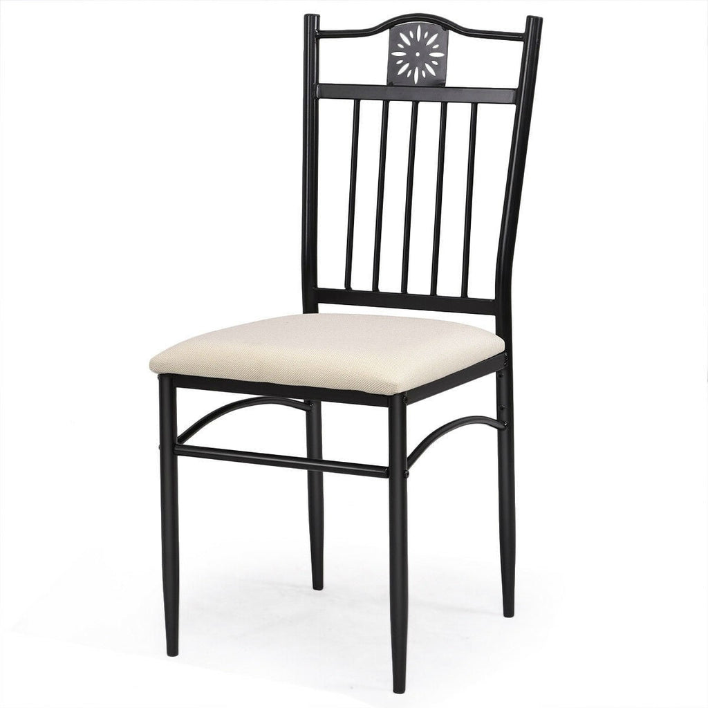 5-Piece Black Brown Dining Set Wood Metal Table Chairs with Cushions - Deals Kiosk