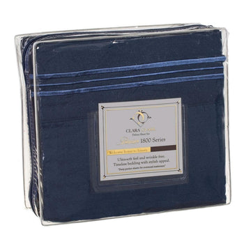 King size 4-Piece Wrinkle-Free Microfiber Sheet Set in Navy Blue - Deals Kiosk