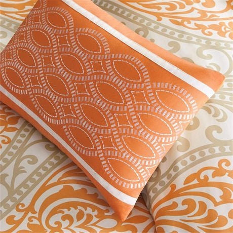 California King size 5-Piece Comforter Set in Orange Damask Print - Deals Kiosk