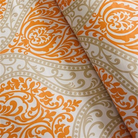 California King size 5-Piece Comforter Set in Orange Damask Print - Deals Kiosk