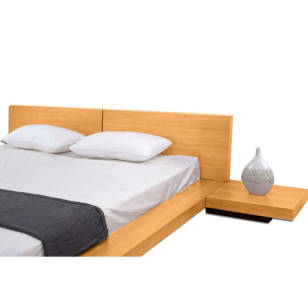 California King size Modern Platform Bed with Headboard and 2 Nightstands in Oak - Deals Kiosk