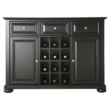 Black Dining Room Buffet Sideboard Cabinet with Wine Storage - Deals Kiosk