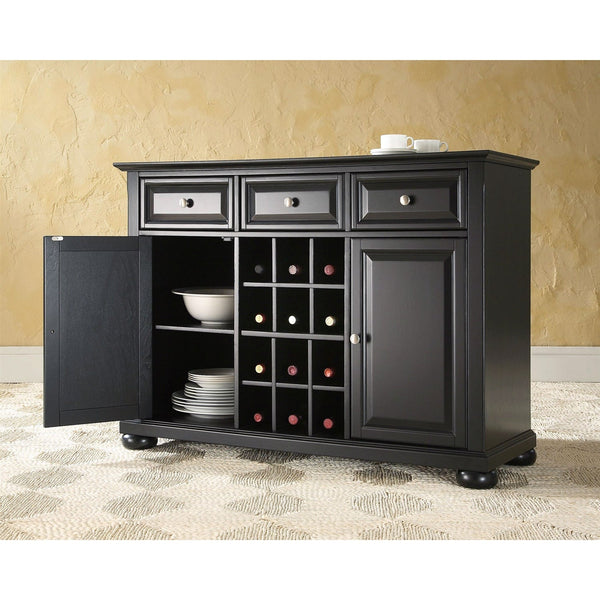 Black Dining Room Buffet Sideboard Cabinet with Wine Storage - Deals Kiosk