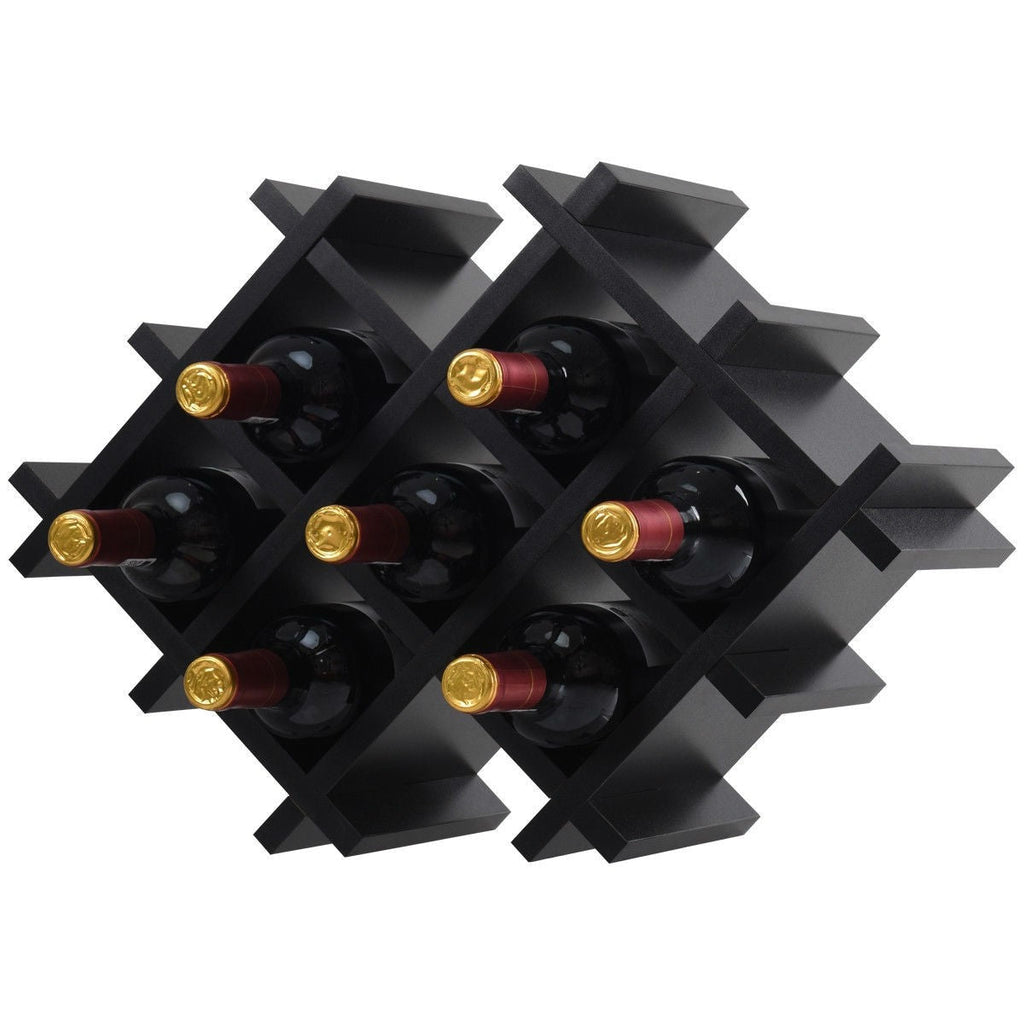 Black 5 Piece Wall Mounted Wine Rack Set with Storage Shelves - Deals Kiosk