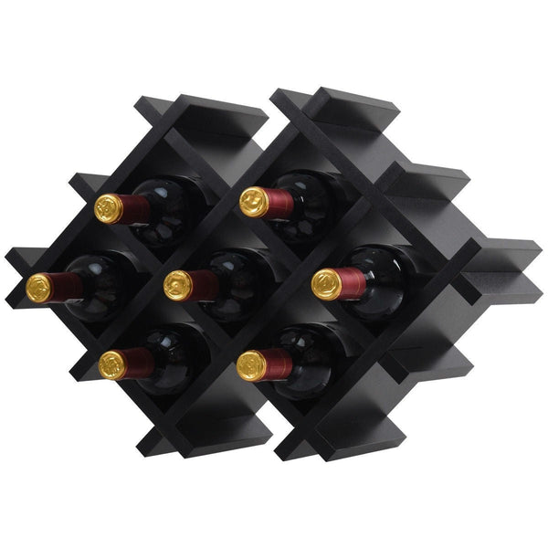 Black 5 Piece Wall Mounted Wine Rack Set with Storage Shelves - Deals Kiosk