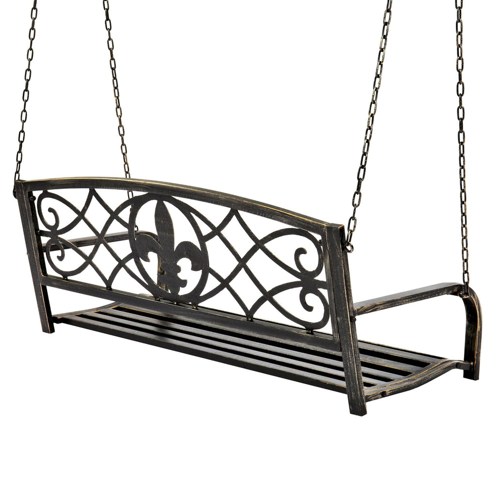 Farm Home Bronze Sturdy 2 Seat Porch Swing Bench Scroll Accents - Deals Kiosk