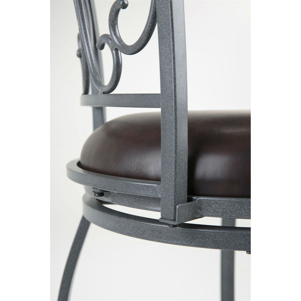 Grey Metal 30-inch Barstool with Brown Faux Leather Swivel Seat - Deals Kiosk