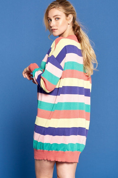 Multi-colored Striped Knit Sweater Dress - Deals Kiosk