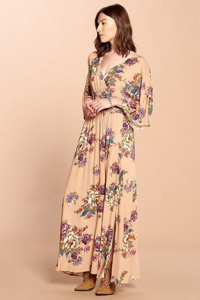 Floral Print Maxi Wrap Dress - Deals Kiosk