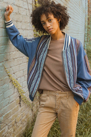 A Woven Jacket That Features Tribal Striped Accents - Deals Kiosk