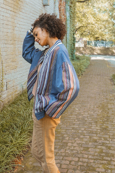 A Woven Jacket That Features Tribal Striped Accents - Deals Kiosk