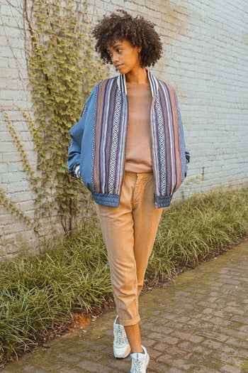 A Woven Jacket That Features Tribal Striped Accents - Deals Kiosk