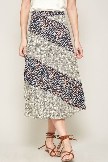 A Floral-print Woven Midi Skirt - Deals Kiosk