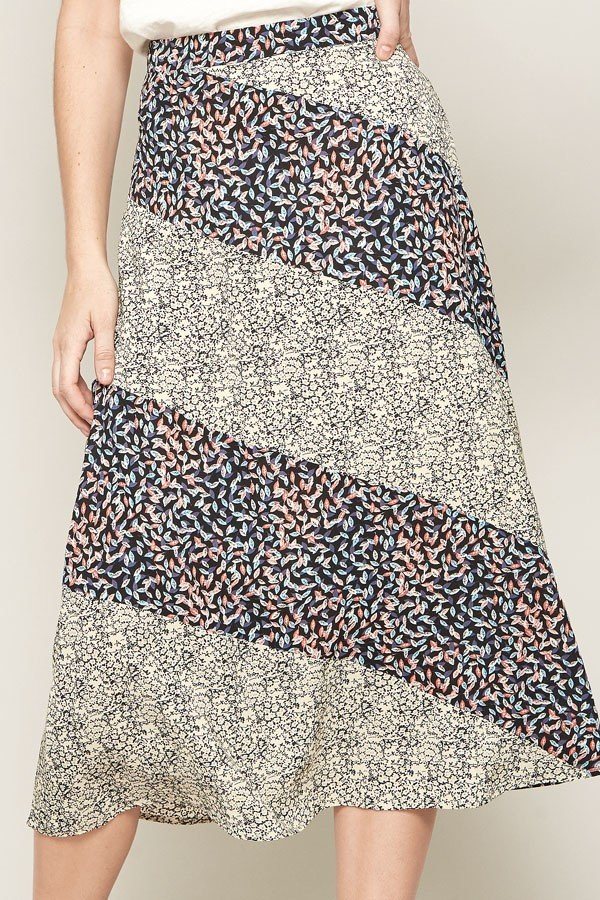 A Floral-print Woven Midi Skirt - Deals Kiosk