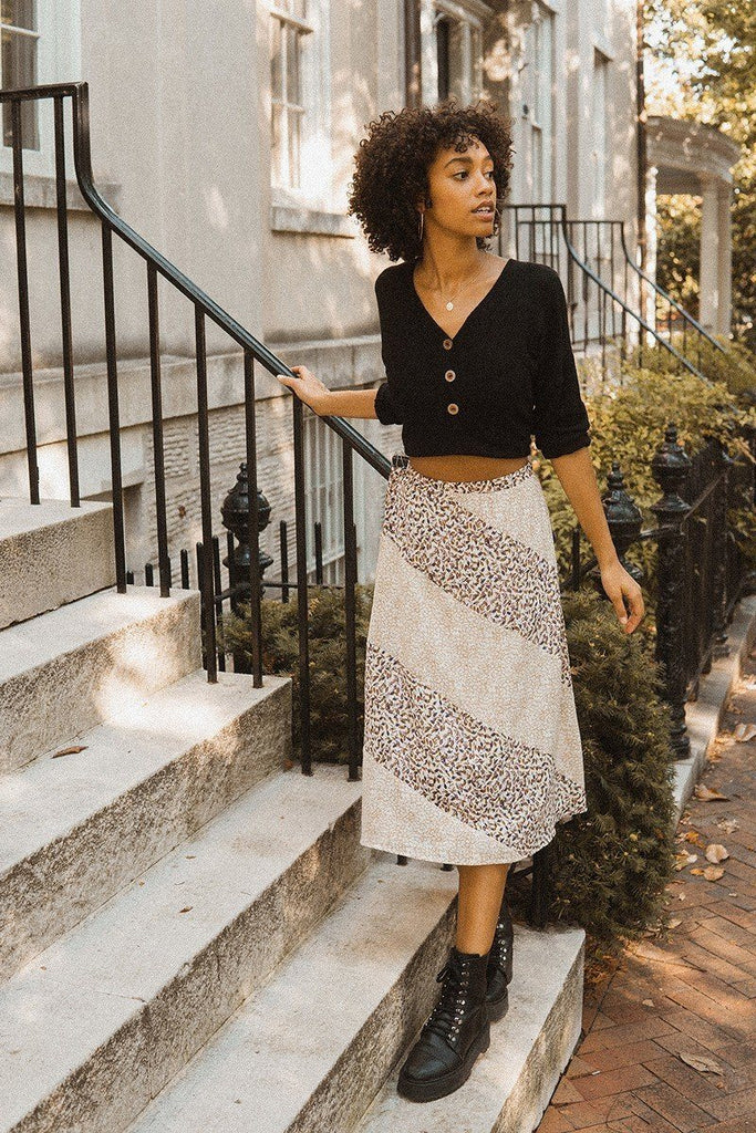 A Floral-print Woven Midi Skirt - Deals Kiosk
