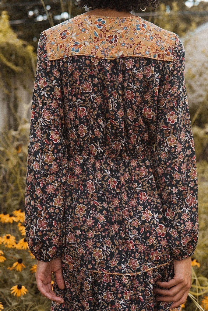 A Floral-print Woven Midi Dress - Deals Kiosk