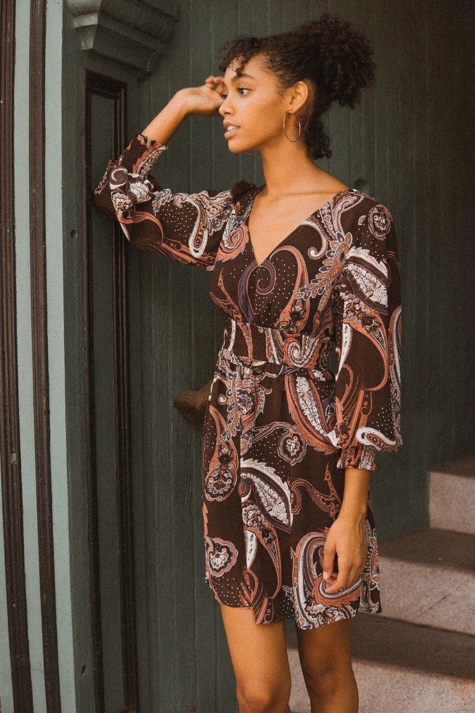 A Woven Mini Dress In Vintage Paisley Print - Deals Kiosk