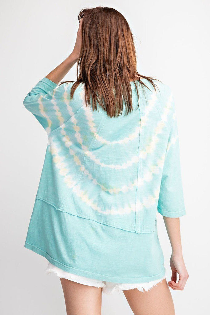 3/4 Sleeves Special Washed Boxy Cotton Slub Top - Deals Kiosk